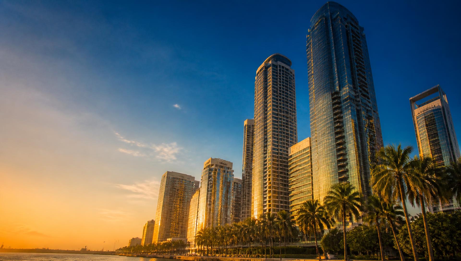 Brickell Miami Florida skyline at twilight